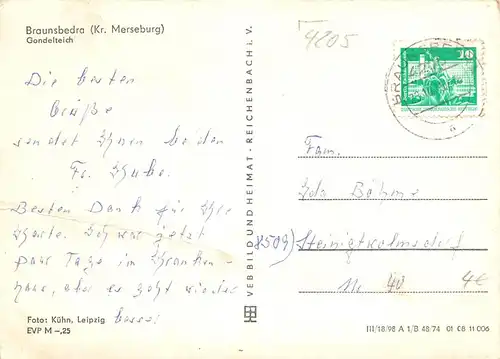 Braunsbedra (Kreis Merseburg) Gondelteich gl1975 172.418