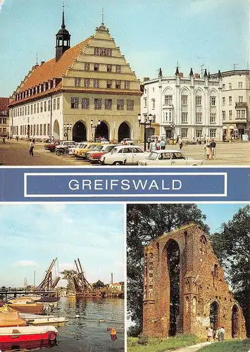 Greifswald Rathaus Klappbrücke Klosterruine glca.1990 171.409