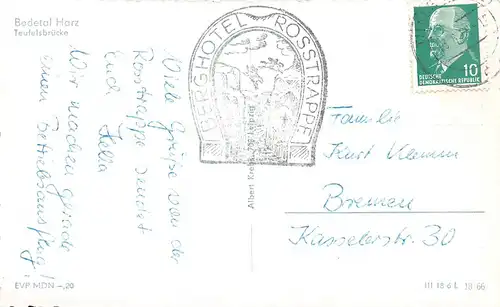 Bodetal/Harz Teufelsbrücke gl1966 171.821
