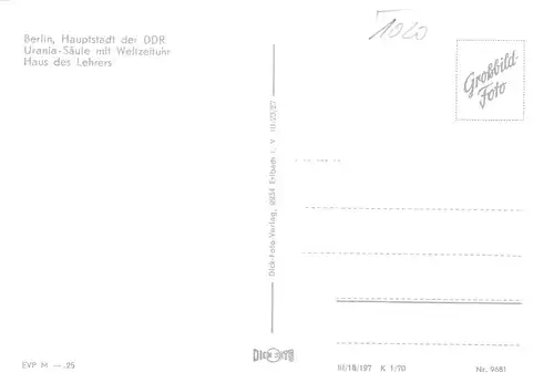 Berlin Urania-Säule mit Weltzeituhr Haus des Lehrers ngl 171.957