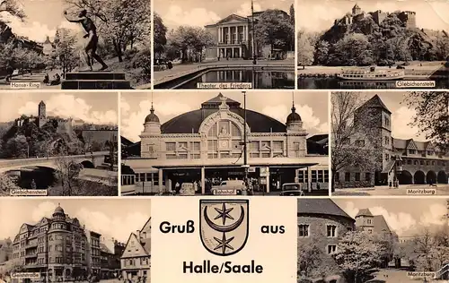 Halle/Saale Theater Bahnhof Geiststraße Moritzburg glca.1950 172.403