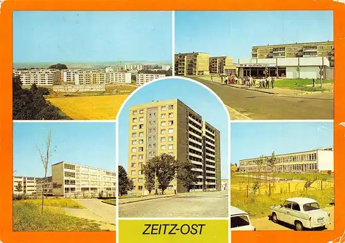 Zeitz-Ost Blick zu den Neubauten Kaufhalle Oberschule Hochhaus gl1989 172.489
