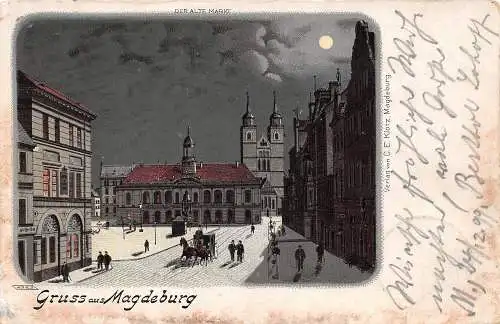 Magdeburg Mondscheinlitho Der alte Markt gl1899 173090