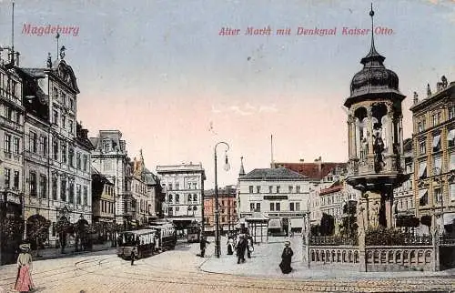 Magdeburg Alter Markt mit Denkmal Kaiser-Otto gl1916 173079