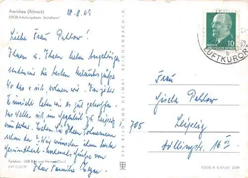 Arendsee FDGB Erholungsheim "Waldheim" gl1969 173.327