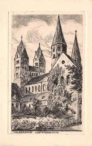 Halberstadt Liebfrauenkirche Radierung ngl 173.382