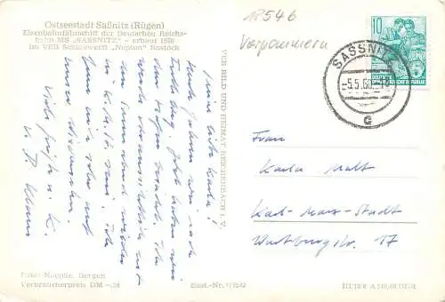 Saßnitz (Rügen) MS "SASSNITZ" gl1960 173.650