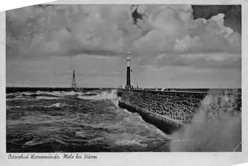 Rostock-Warnemünde Mole bei Sturm gl1943 173.705