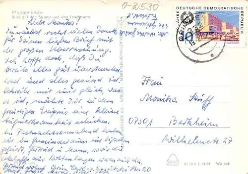 Rostock-Warnemünde Blick auf Strand und Leuchtturm gl1970 173.731