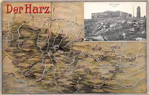 Brocken Harz Brocken-Hotel Karte vom Harz gl 174.163