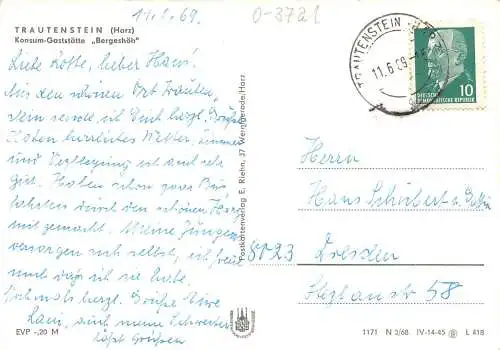 Trautenstein/Harz Gaststätte Bergeshöh gl1969 174.321