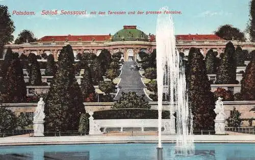 Potsdam - Sanssouci Terassen und große Fontaine ngl 174.431
