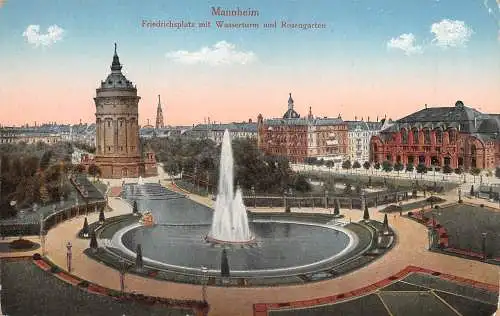 Mannheim Friedrichsplatz mit Wasserturm und Rosengarten ngl 174.504