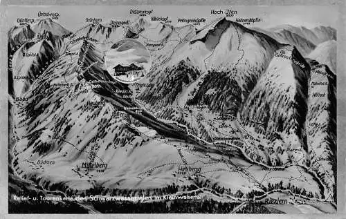 Kleinwalsertal Tourenkarte des Schwarzwassertales gl1961 174.573