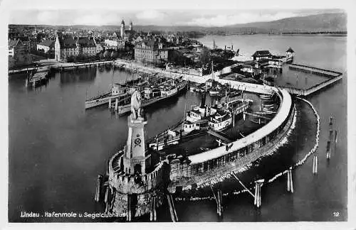 Lindau (Bodensee) Hafenmole und Segelclubhaus gl1939 174.656
