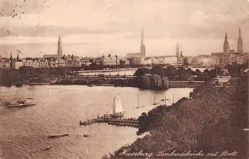 Hamburg Lombardsbrücke mit Stadt gl1926 174.722
