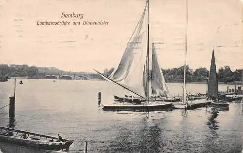 Hamburg Lombarasbrücke und Binnenalster gl1911 174.756