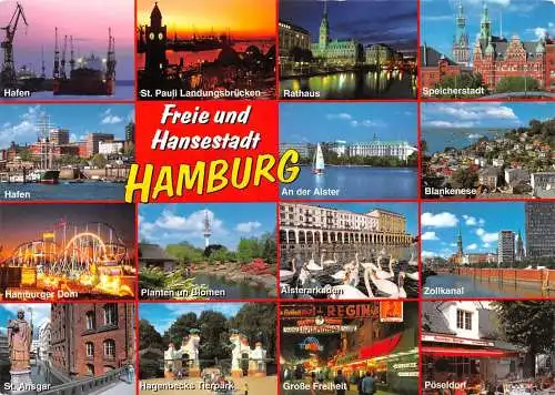 Hamburg Mehrbildkarte Teilansichten gl2001 174.726