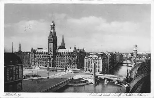 Hamburg Rathaus mit A.-H.Platz gl1937 174.802