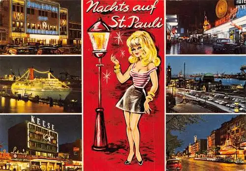 Hamburg Nachts auf St. Pauli Mehrbildkarte gl1974 174.820