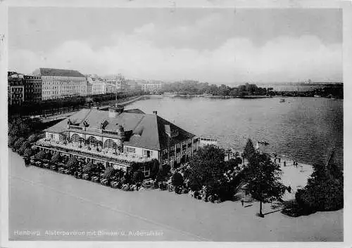 Hamburg Alsterpavillon mit Binnenalster gl1934 174.885