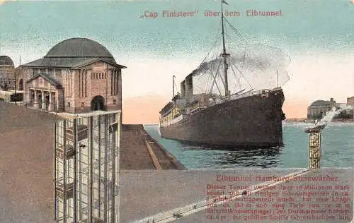 Hamburg "Cap Finistere" über dem Elbtunnel feldpgl1915 174.927