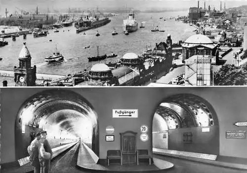 Hamburg Hafen und Elbtunnel Mehrbildkarte ngl 174.953