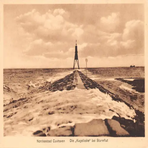 Cuxhaven Die Kugelbake bei Sturmflut ngl 175.085