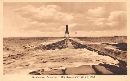 Cuxhaven Die Kugelbake bei Sturmflut ngl 175.085