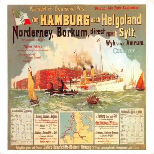 Hamburg nach Helgoland Nachdruck Plakat gl1991 175.193