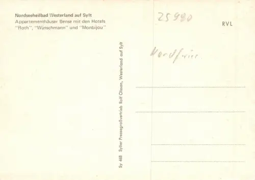 Westerland auf Sylt Appartementhäuser Bense ngl 175.304