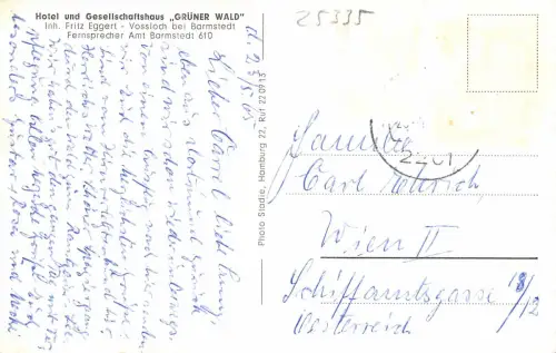 Vossloch b. Elmshorn, Hotel u.Restaurant zum grünen Wald gl1965 175.349