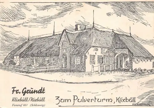 Niebüll Klixbüll Wirtshaus Gründt Künstlerkarte gl1940 175.524