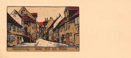 Flensburg Alter Hof am Holm, Steindruck ngl 175.683
