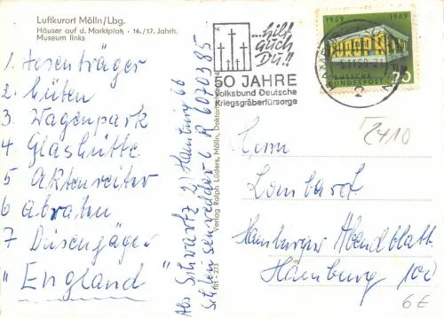 Mölln i.L., Häuser auf dem Marktplatz gl1969 176.019