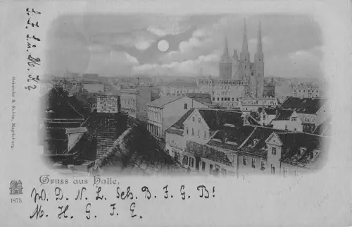 Halle (Saale) Mondscheinlitho Panorama gl1898 176.674