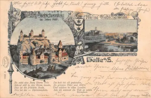 Halle (Saale) Litho Burg Giebichenstein gl1907 176.688