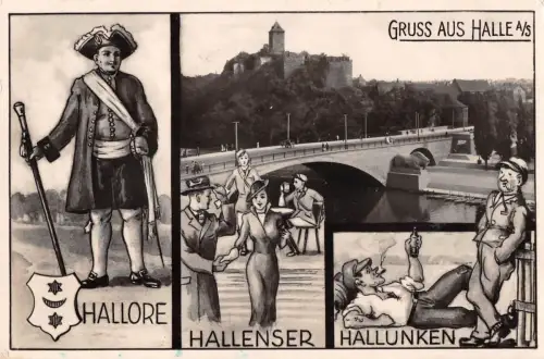 Halle (Saale) Juxkarte Hallore, Hallenser, Hallunken gl1937 176.676