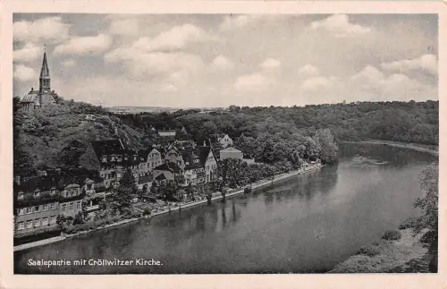 Cröllwitz Saalepartie mit Cröllwitzer Kirche ngl 176.788
