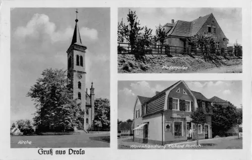 Drosa Kirche, Kindergarten, Warenhandlung gl1960 176.929
