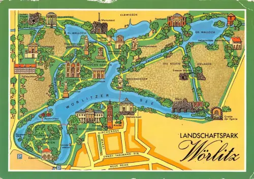 Wörlitzer Park bei Dessau, Karte vom Landschaftspark gl1989 177.152