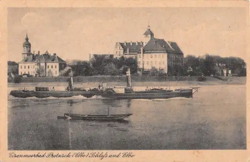 Pretzsch (Elbe) Schloss und Elbe ngl 177.240