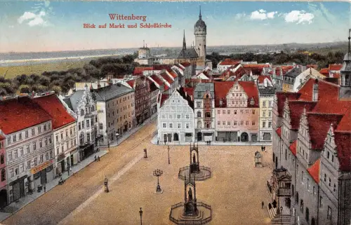 Lutherstadt Wittenberg Blick auf Markt und Schloßkirche feldpgl1917 177.272