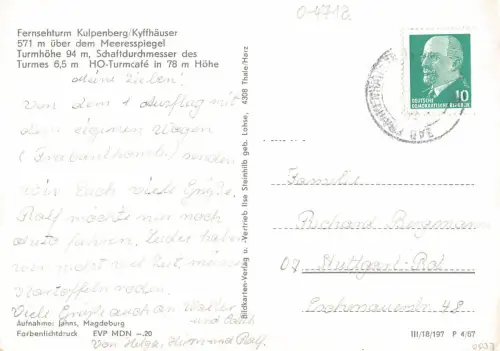 Kyffhäuser Fernsehturm auf dem Kulpenberg gl 177.362