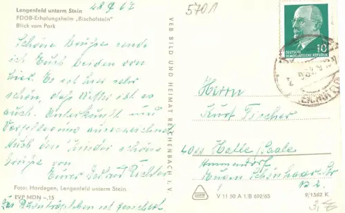 Lengenfeld unterm Stein - FDGB-Erholungsheim Bischofstein gl1967 178.469
