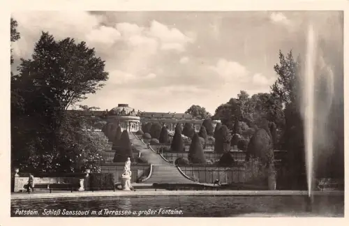 Potsdam - Sanssouci Terrassen und große Fontaine ngl 178.981