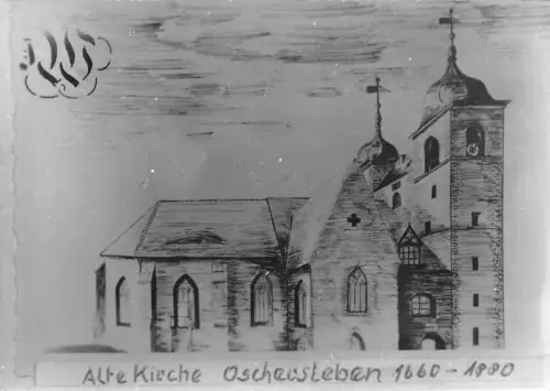 Oschersleben (Bode) alte Kirche, Foto von alter AK ngl 179.539