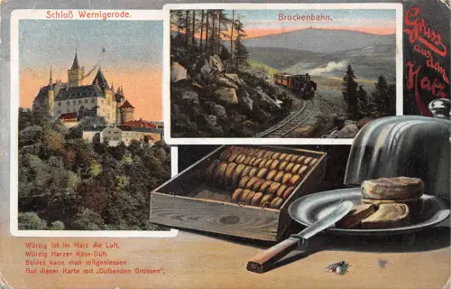 Brocken (Harz) Mehrbildkarte mit Brockenbahn feldpgl1916 179.611