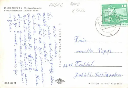 Derenburg (Harz) Konsum-Gaststätte "Weißer Adler" gl1979 179.632