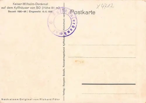 Kyffhäuser - Kaiser Wilhelm-Denkmal auf dem Kyffhäuser ngl 179.770